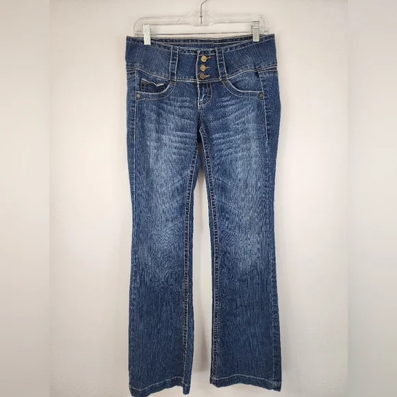 Industrial Cotton Y2K Low Rise Bootcut Jeans 3 Button Waist Size 9
