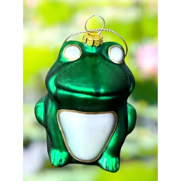 VTG Frog Ornament Glass Prince Kermit Christmas Holiday Birthday Girlfriend Gift