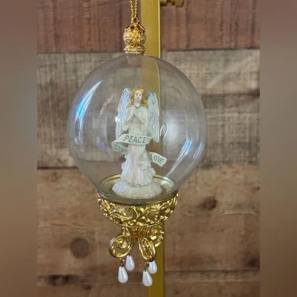 Lenox Embellished Angel Goldplated Diorama Christmas Ornament with Box