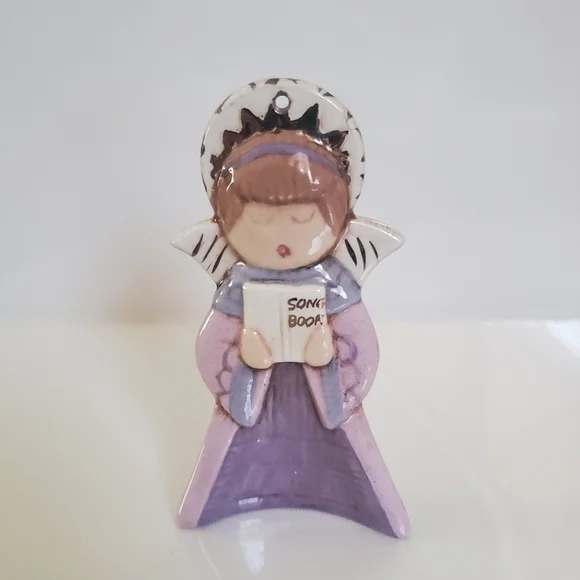 Vintage 1983 Ceramic Hand Painted Angel Ornament *Signed*