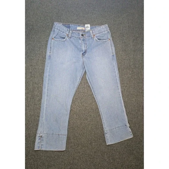 Levis 515 Women's Jeans Blue Light Wash Denim Capri Cuffed Pants Size 10