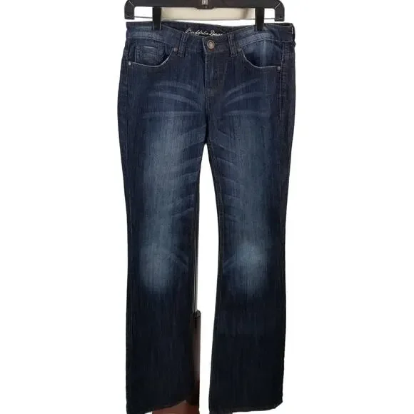 Buffalo David Bitton Blue Denim Jeans Fendi Stretch Flare Boot Flap Pockets 28