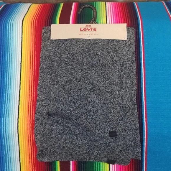Levi's 2 Piece Beanie Hat & Scarf Set Gray NWT
