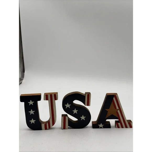 USA 4th of July Primitive Patriotic Americana Shelf Sitter 250th Hand Painted