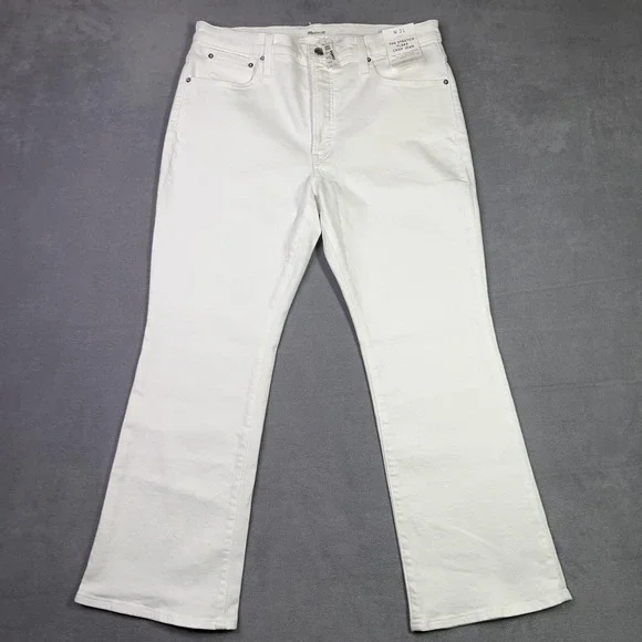 Madewell The Flare Crop Jean Women 31 White Super Stretch Denim Hi Rise NWT