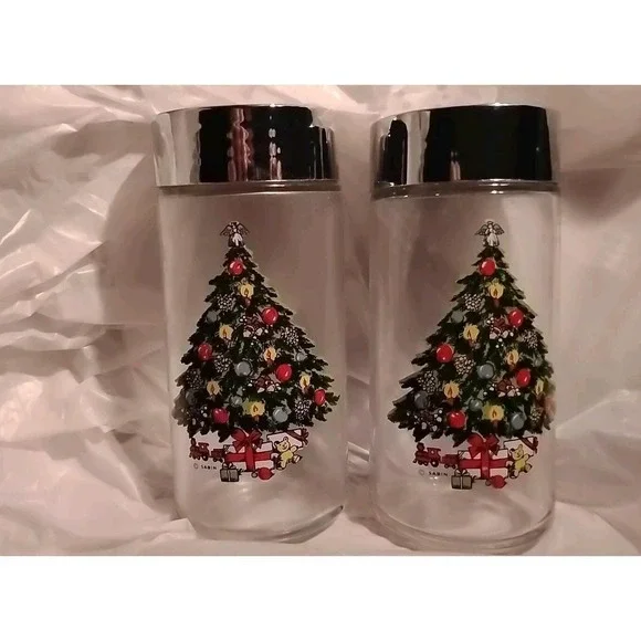 Vtg‎ Sabin Salt Pepper Shakers Christmas Tree theme 1990s 5