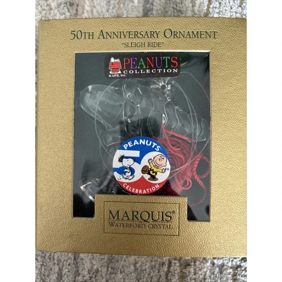 Marquis Waterford Crystal Snoopy Ornament Peanuts Collection 50th celebration
