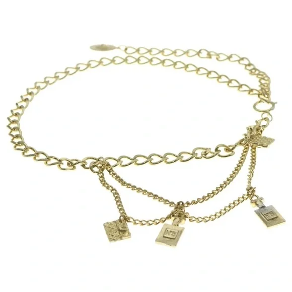 Authentic CHANEL vintage hanging links charms belt 80cm