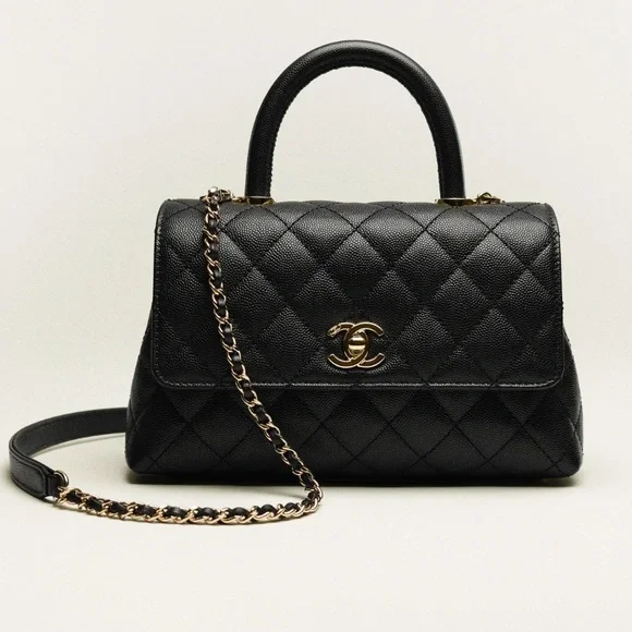 Chanel Coco Handle Bag with Metal Chain on handle bar