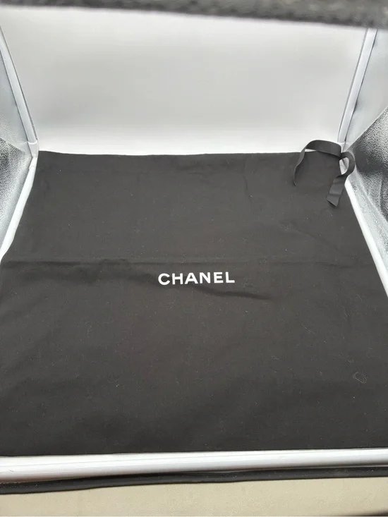 CHANEL Black Dust Bag with White Logo drawstring large