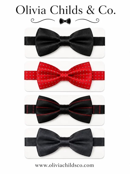 New w/o Tags- Infant Tddler Boys Bow Tie Set - Black, Red, Burgundy, Navy