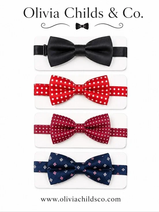New w/o Tags- Infant Tddler Boys Bow Tie Set - Black, Red, Burgundy, Navy
