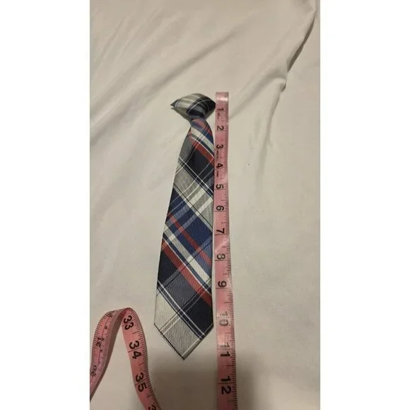 Clip On Tie Kids Boys plaid Neck Tie Preppy Formal Wedding Party Academia Event