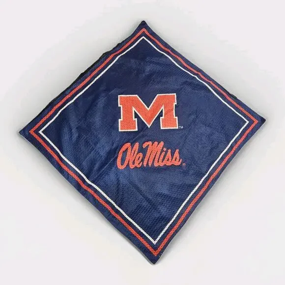 Vtg Ole Miss Rebels Bandana Handkerchief Scarf Headwrap Jersey Knit 23