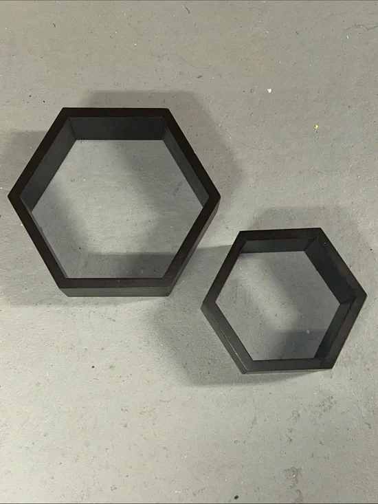 Black Hexagon Wall Shelves - Modern Home Wall Decor