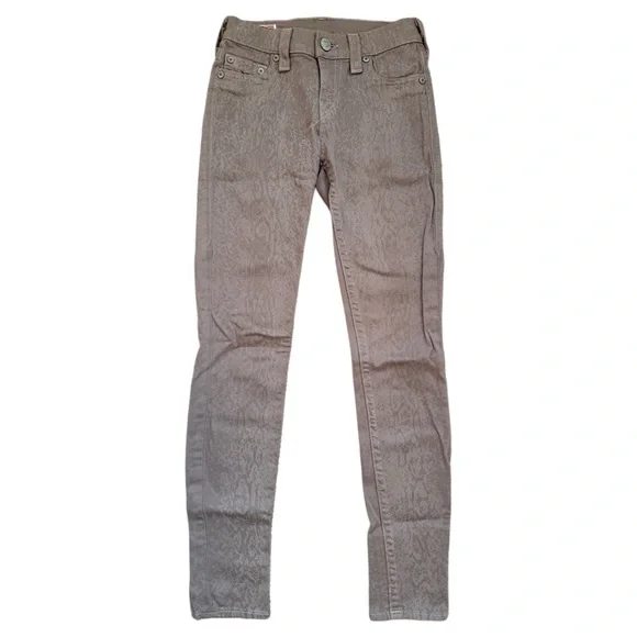 True Religion Gray Snake Print Skinny Jeans size 25