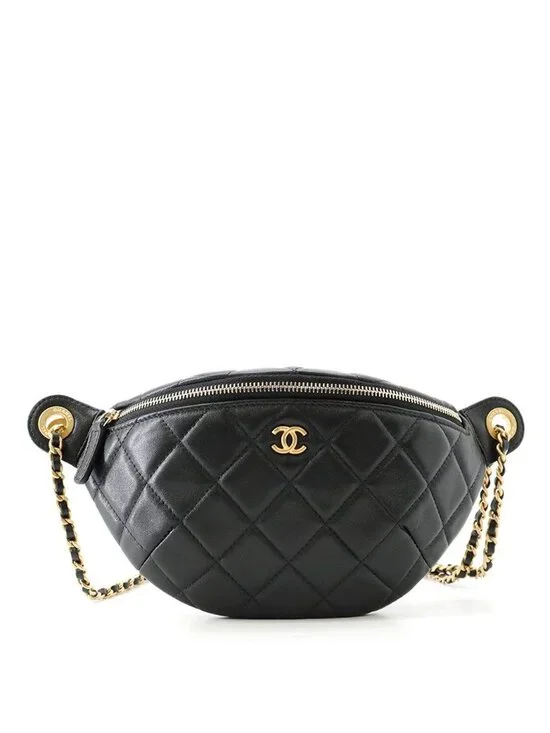 Chanel Belt Bag Quilted CC Logo Lambskin Coco Ball Black