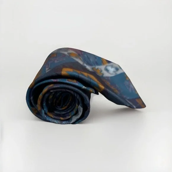 Unique Handmade Mens Neck Tie Green Gold Abstract Print By Carol‎ 55x3.6 in