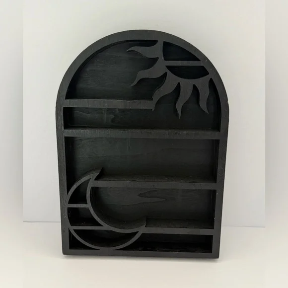 Black Decorative Sun & Moon Wall Shelf - trinket shelf - Home Wall Decor