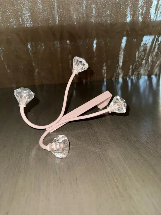 Pink Over-the-Door Hook Rack with Crystal-Style Knobs