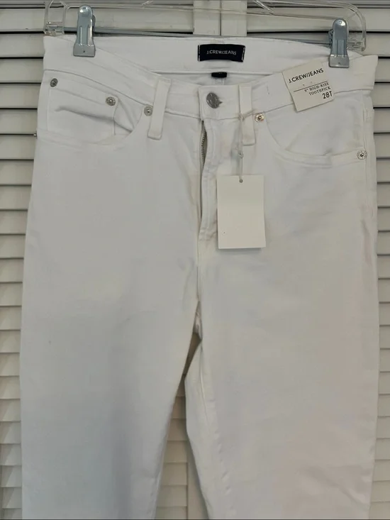 J Crew High Rise Toothpick Jeans White Sz 28Tall