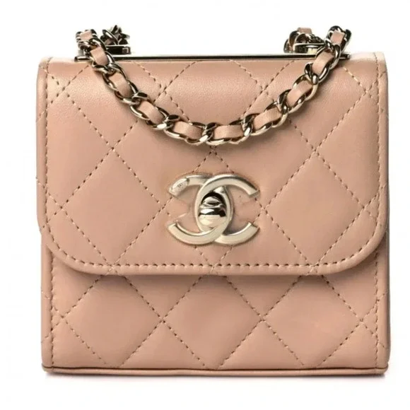 Chanel Lambskin Quilted Mini Trendy CC Clutch With Chain