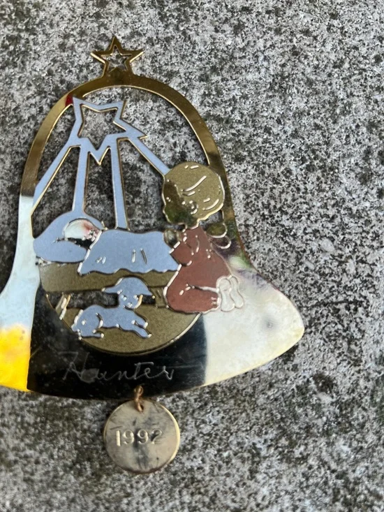 Vintage Hunter personalized  Christmas Nativity Bell Ornament
