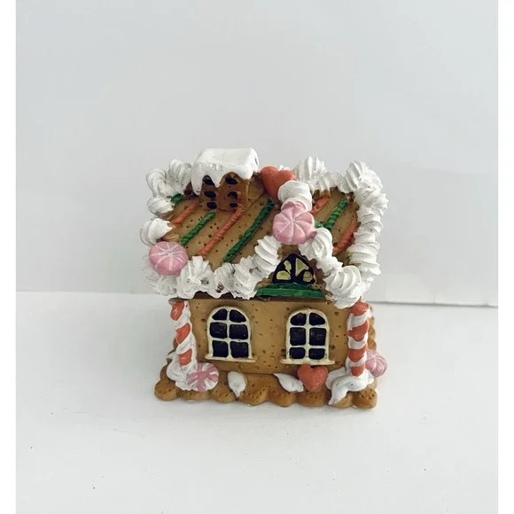 Ceramic Gingerbread House‎ Christmas Trinket Box Candy Canes  READ INFO
