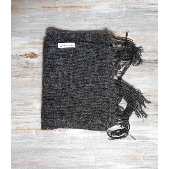 Urban Alpaca Dark Grey‎ Fringed Winter Scarf 100 Baby Alpaca