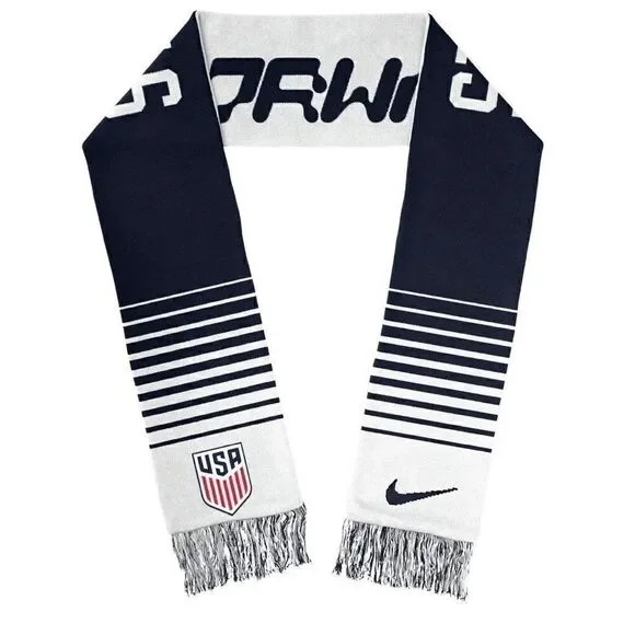 Nike USA Local Verbiage Scarf USMS‎ Knit Fringe Blue White Unisex One Size
