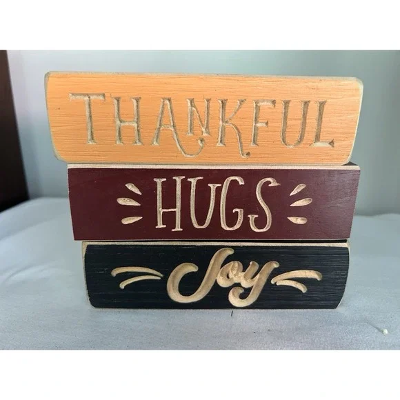 3- Wood Block Inspirational Words Table/Shelf Farmhouse Decor WD13