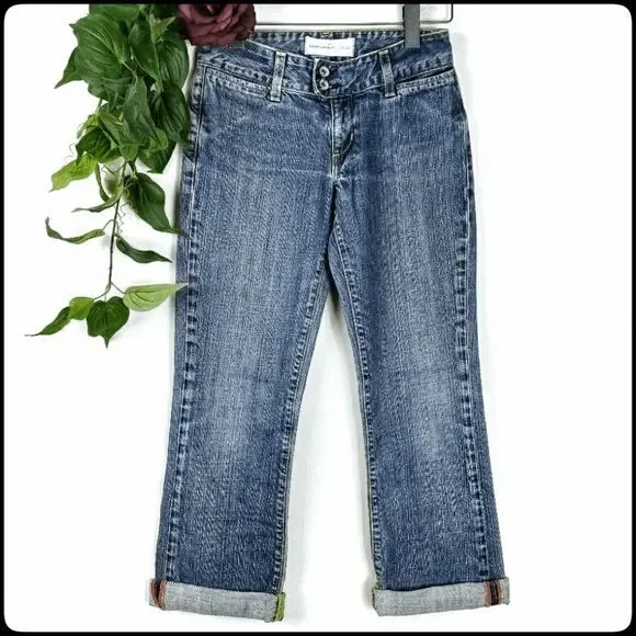 Paper Denim & Cloth Women's Medium Wash Low Rise Freighter Cropped Jeans Size 25