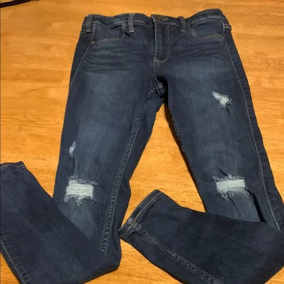 Hollister Blue Skinny Jeans with Distressed Style