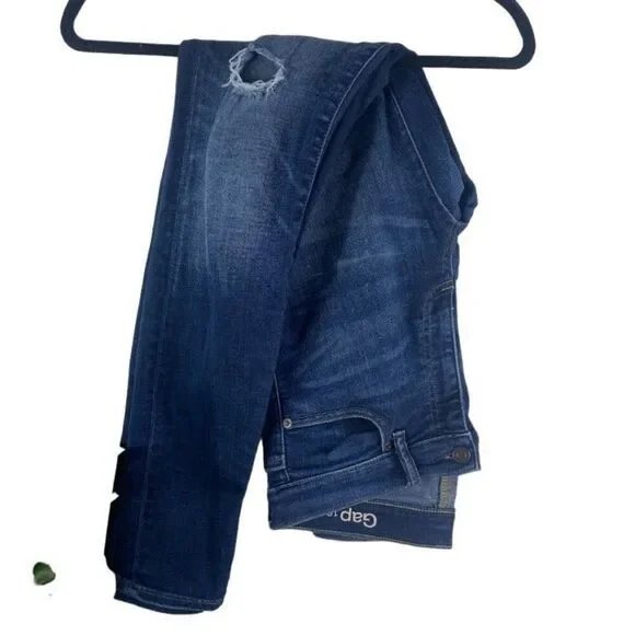 GAP Distressed skinny jeans- size 8 long