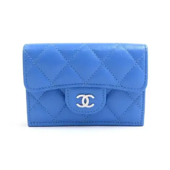 CHANEL Blue Caviar Leather Wallet