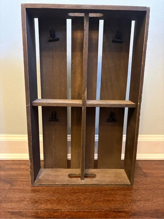 Rustic Brown Wooden Wall Organizer Shelf - Brown