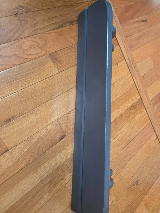 WOODEN BLUE SHELF 24 INCHES LONG TOP SHELF IS 6 INCHES  WIDE