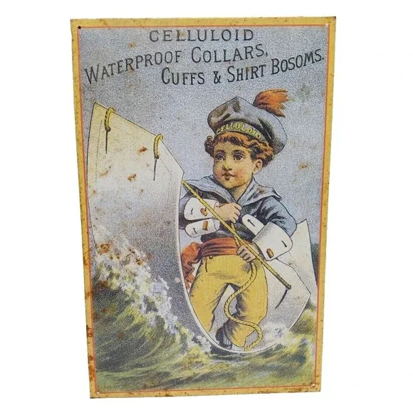 Vintage Smooth Tin Sign‎ /CELLULOID COLLARS, CUFFS & SHIRTS PLAQUE 10