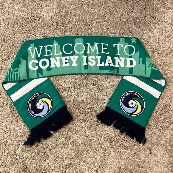 NY Cosmos Coney Island Soccer Team Vintage Green Blue Scarf