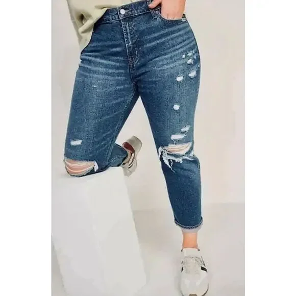 Old Navy Mid-Rise Boyfriend Distressed Cropped Jeans 18 Petite Plus Size