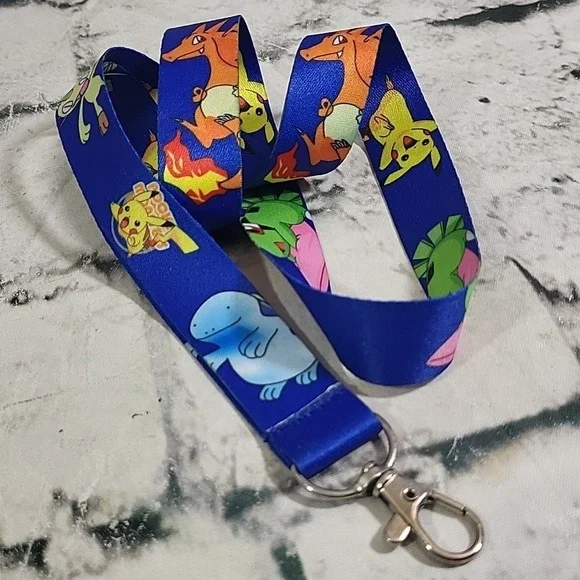 Pokémon Multi Character Lanyard Necklace With Clip‎ Pikachu Charizard Mewtwo