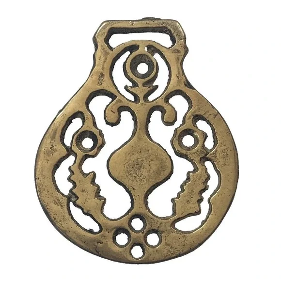 Vintage Horse Brass Tulip Lotus Seed Harness Medallion Equestrian Tack Openwork