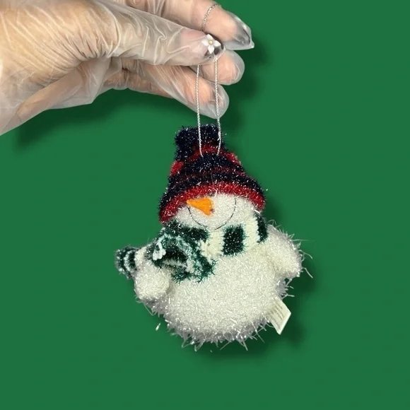 Vintage Jo-Ann Stores Fuzzy Snowman Ornament - “Lights”
