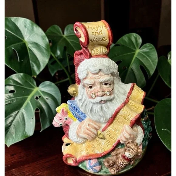 Fitz & Floyd Christmas Holiday Santa Claus Naughty Nice List Bell Clanger VTG