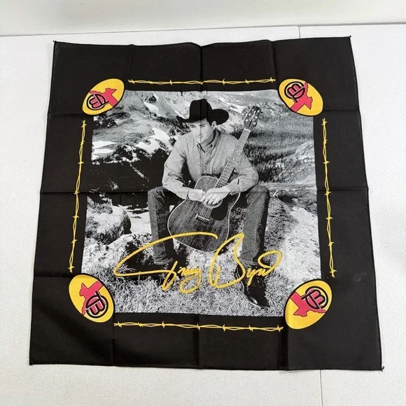Vintage Tracy Byrd Country Music Black Graphic Texas Bandana Scarf 21