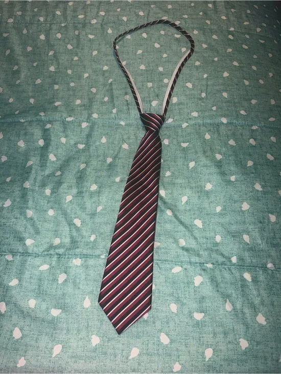 Kids zip up Striped Burgundy and Blue Neck Tie. MUST BE BUNDLED