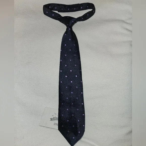 NWT Gymboree Tie Navy W/ Purple Polka Dots, 13