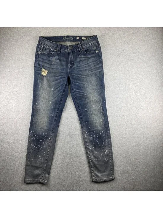 Miss Me Skinny Jeans Womens 31 Blue Medium Wash Distressed Mid Rise 31x30