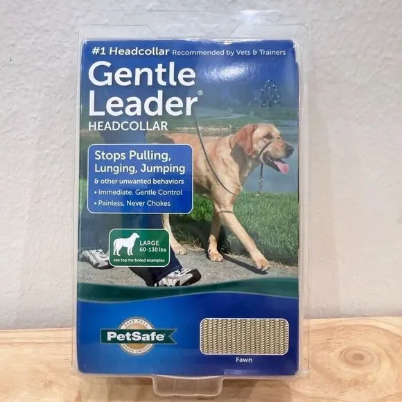 PetSafe Pet Safe Gentle Leader Headcollar Collar Large 60-130 lbs Fawn Color New