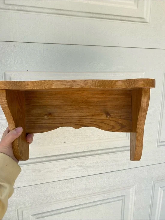 Vintage Wooden Wall Shelf w/ Pegs